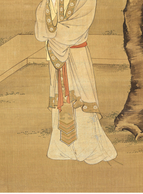 明张纪人面桃花图画芯卷轴挂画