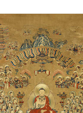 长生佛会图新品卷轴挂画画芯