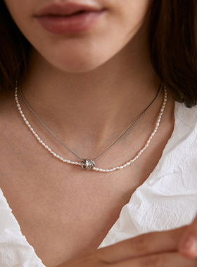 MONSECRET裙摆珍珠项链女925银