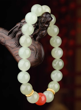 天然和田玉10mm圆珠手串