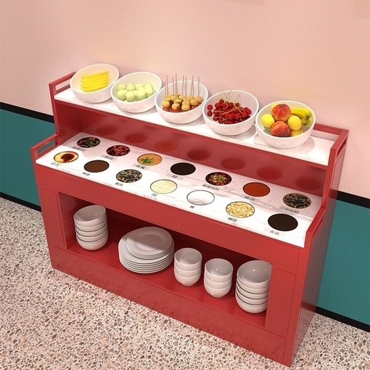 商用火锅店调料台麻辣烫蘸料台火锅店饭店餐厅酱料柜一体料台调料