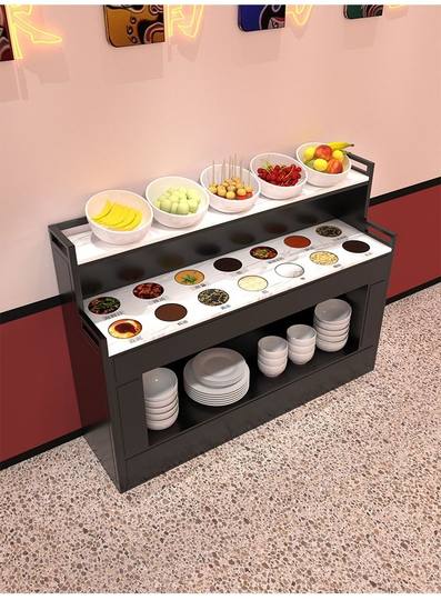 商用火锅店调料台麻辣烫蘸料台火锅店饭店餐厅酱料柜一体料台调料