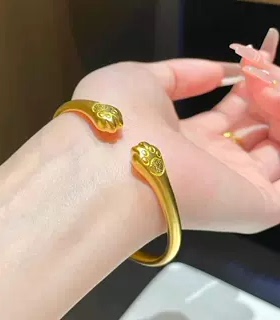 新款沙金猫爪开口珍珠女士手镯