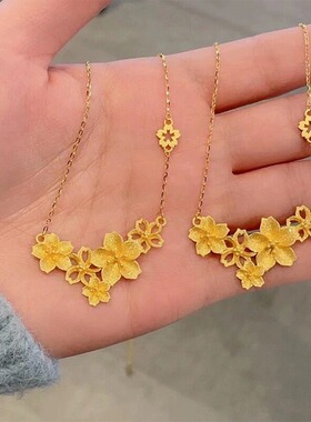 三生花镂空仿真锁骨链吊坠项链