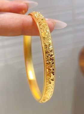 沙金碎冰冰泥鳅背手镯女轻奢