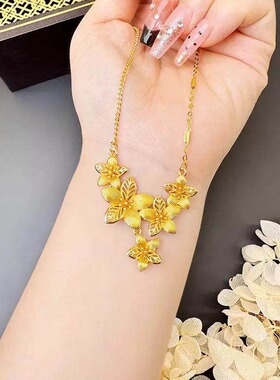 婚嫁仿真假沙金不掉色三金锁骨链