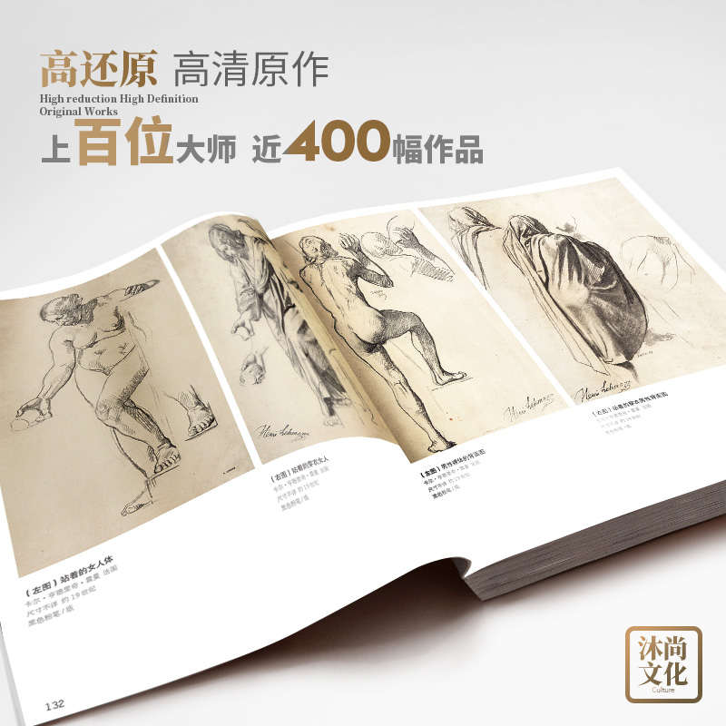 千年回望西方大师名作速写人物中国美院欧洲500年经典世界名画画册回响艺术临摹素描册场景画教材美术绘画书安格尔达芬奇作品书籍-图3