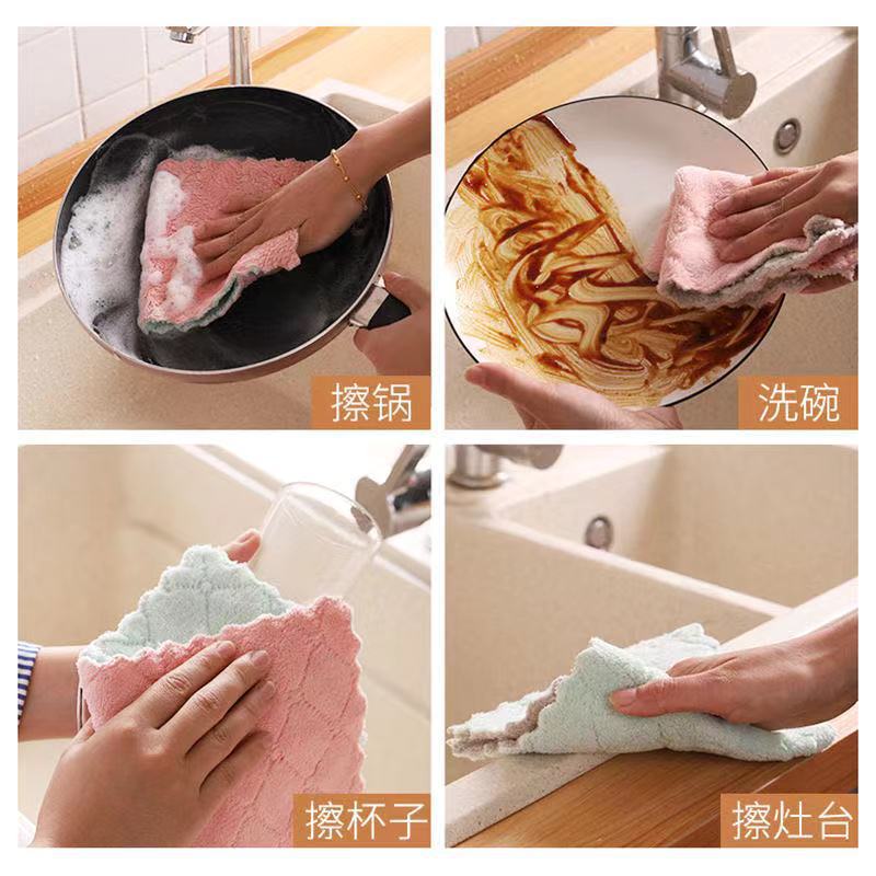加厚珊瑚绒洗碗布吸水懒人抹布家用擦桌擦碗巾厨房擦手清洁百洁布-图0