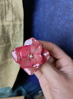 永不凋谢真花进口永生花绣球森系温柔度假风仙14k包金可调节戒指