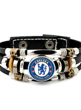 足球巴萨皇马尤文图斯手链手环手绳学生男士首饰复古时尚定制球迷