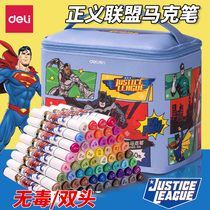 Right-hand Mark Pen Double Head Watercolor Pen Innocuous Genuine suit Justice League Kids Special Alcohol Special Alcohol Handpainted Design Fine Art Painting Graffiti Pen 30 30 40 60 80 80
