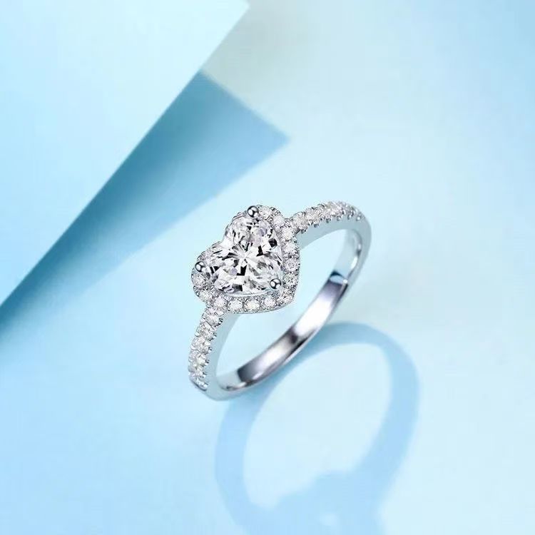 S999 sterling silver love diamond ring for women D color eight hearts and eight arrows sterling silver knot wedding diamond ring