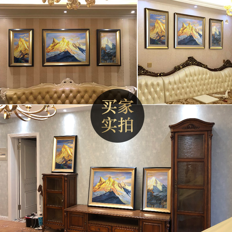 欧式风景纯手绘油画客厅三联组合沙发墙画定制装饰画壁画金山银山-图2