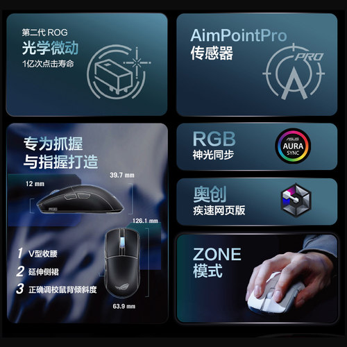 ROG龙鳞2ACE 无线蓝牙游戏电竞鼠标48g轻量化8k回报率三角洲行动 - 图0