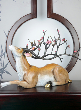 必禧利招财风水全铜鹿办公室摆件