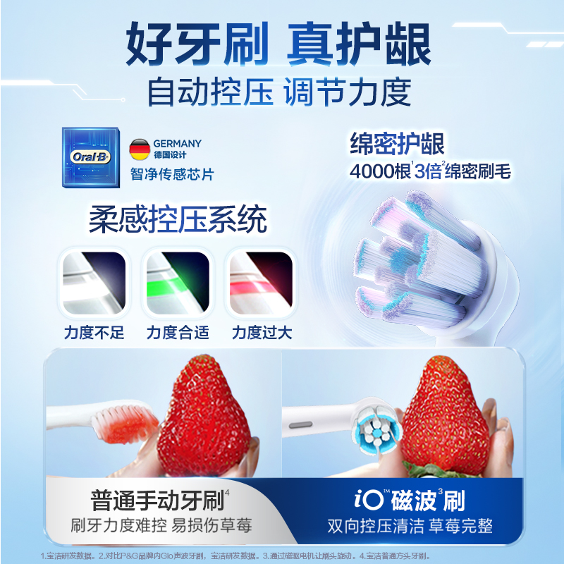 OralB欧乐B电动牙刷磁波圆头刷智能成人男女全自动情侣款礼物iO3