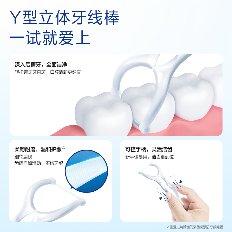 OralB欧乐B专业型立体压力可控扁线牙线棒成人清洁微蜡30支