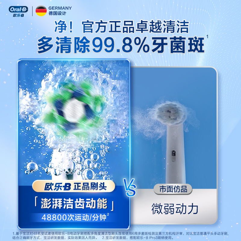 OralB欧乐B成人电动牙刷替换通用原装适配清洁自动牙刷头12支套装 - 图0