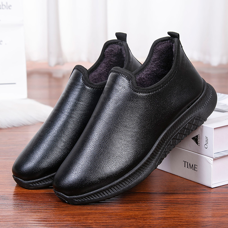 冬季皮面棉鞋防水加绒保暖纯黑色工作上班棉靴女老北京布鞋妈妈鞋,淘宝优惠券,粉丝福利购,淘宝优惠卷