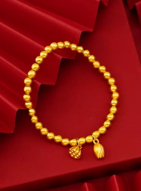 足金包银素圈手镯古法传承纯实心仿真黄金手链沙金不掉色首饰礼物