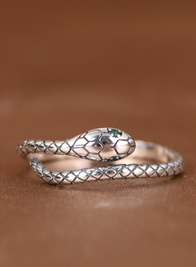 文艺银戒指925银蛇简约女款