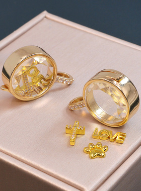 中空设计透明盒子项链吊坠镀18K