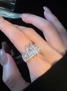 甜酷轻奢环绕闪亮戒指女高级感时尚百搭个性开口指环网红食指戒潮