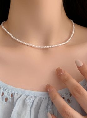 甜美不规则豆豆项链女双层精致优雅浪漫锁骨链ins风小众百搭颈链