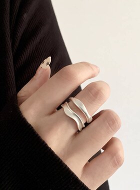 轻奢哑光几何不规则戒指女个性时尚气质百搭叠戴开口指环食指戒潮
