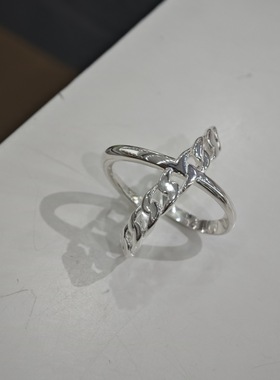 小众设计感交叉戒指女几何冷淡风夸张X线条开口指环百搭食指戒潮