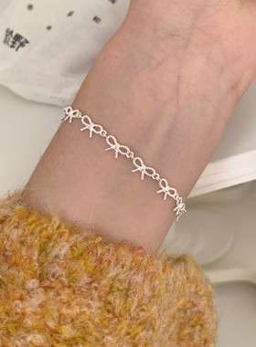 甜美蝴蝶结连接手链女简约时尚百搭气质个性网红手环ins风手饰潮