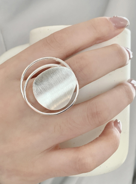 欧美小众拉丝金属戒指女百搭