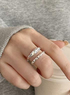 精致鱼鳞纹爱心戒指女时尚个性轻奢高级感双层开口指环小众食指戒