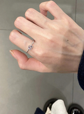 甜美粉色心形锆石戒指女冷淡风时尚小众个性气质百搭高级感食指戒