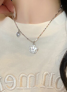 微笑脸花朵吊坠项链女韩版时尚精致甜美星星彩虹锁骨链ins风颈链