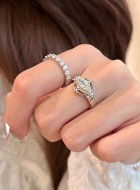 鸢尾花朵缠绕戒指女甜美时尚轻奢精致优雅百搭开口指环气质食指戒