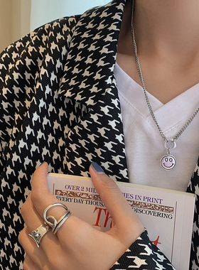 韩国创意线条复古戒指女s925镀银个性做旧不规则光面开口食指戒潮