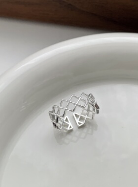 韩版甜美蕾丝镂空开口食指戒指