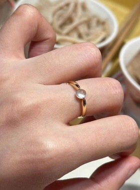 精致玫瑰金戒指女简约轻奢优雅百搭叠戴开口指环ins风网红食指戒