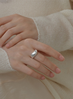 简约金属雾面哑光不规则戒指女冷淡风时尚百搭叠戴开口指环食指戒