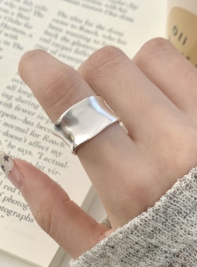 雾面宽边冷淡风开口食指戒女