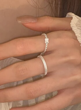 甜酷百搭素圈雾面哑光戒指女ins风小众设计感开口指环个性食指戒