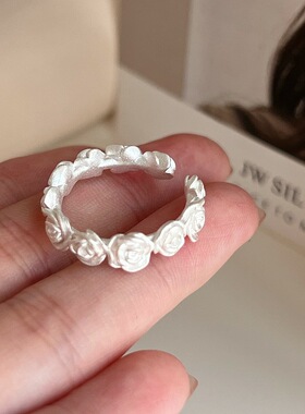 甜美时尚玫瑰花朵戒指女精致优雅气质花环开口指环ins风食指戒潮