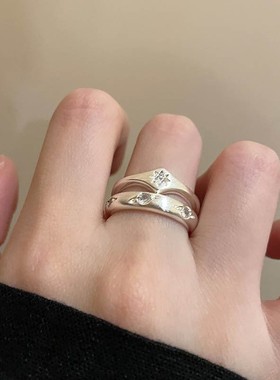 星星哑光精致戒指女百搭时尚叠戴个性创意开口指环小众网红食指戒