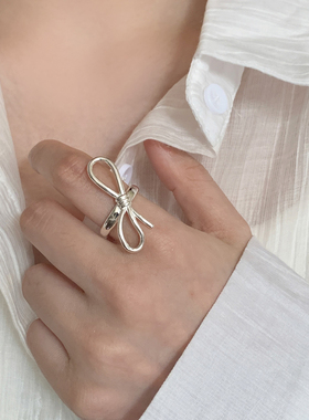 韩系冷淡风蝴蝶结食指戒指女