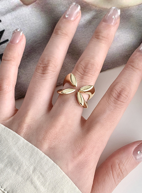 几何花朵镀银冷淡风女士戒指