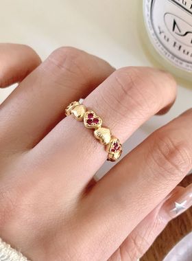 高级感立体蝴蝶戒指女宫廷浪漫风爱心开口指环小众轻奢设计食指戒