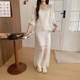 ພາກຮຽນ spring lazy ແບບແຂງສີ lace hollow skirt
