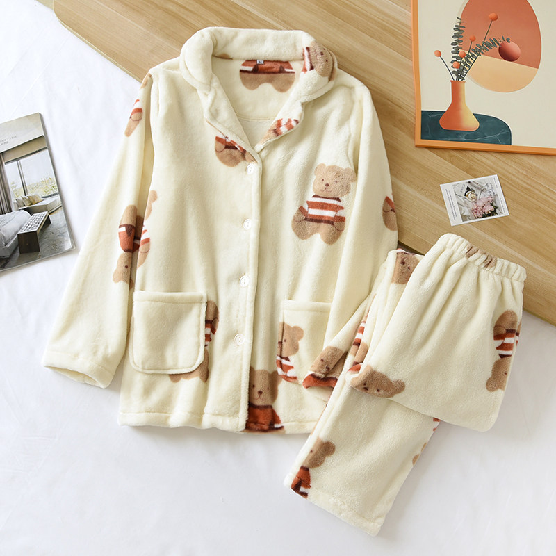 韩版情侣睡衣女冬款珊瑚绒加绒加厚保暖睡衣套装法兰绒男士家居服,淘宝优惠券,粉丝福利购,淘宝优惠卷
