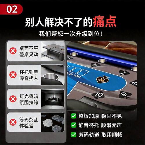 工厂直销德州扑克桌子筹码桌棋牌室专用桌面桌布可定制配全套德州 - 图0